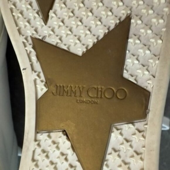 Jimmy Choo White Leather Low-Top Sneakers with Gold Star Accents – Size 37 - Picture 7 of 16